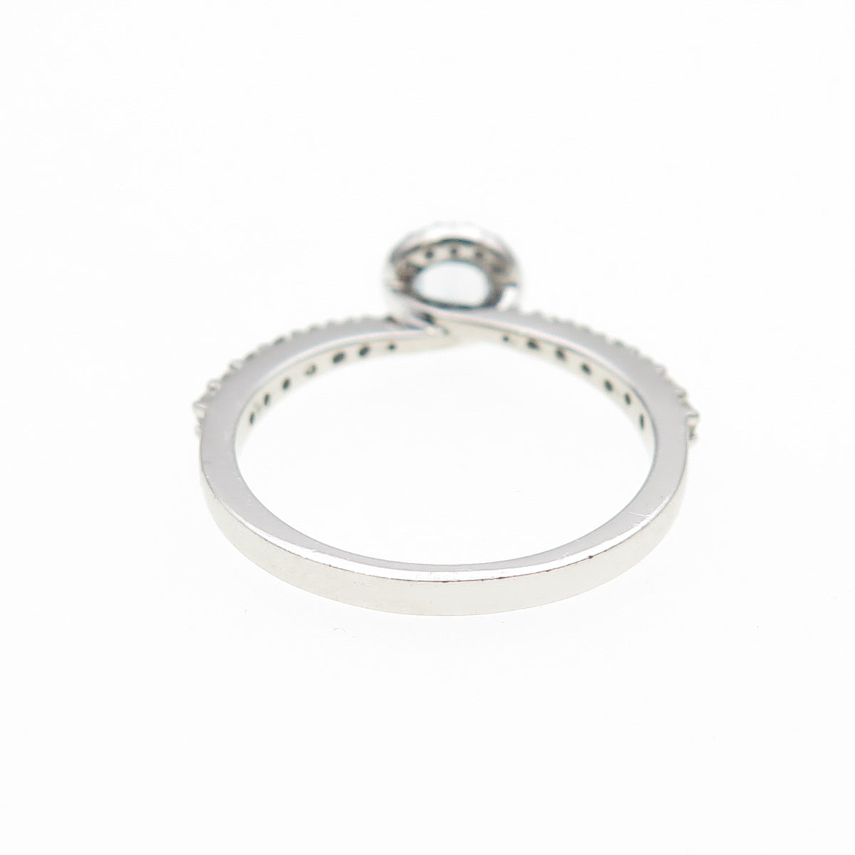 925 Sterling Silver Real Round-Cut Aquamarine & White Topaz Ring Size 6.25