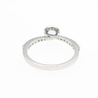 925 Sterling Silver Real Round-Cut Aquamarine & White Topaz Ring Size 6.25