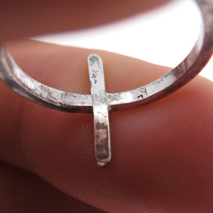 925 Sterling Silver Vintage Cross Oxidized Ring Size 5.75
