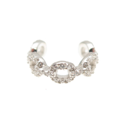 925 Sterling Silver Round-Cut C Z Cable Link SINGLE Cuff Earring