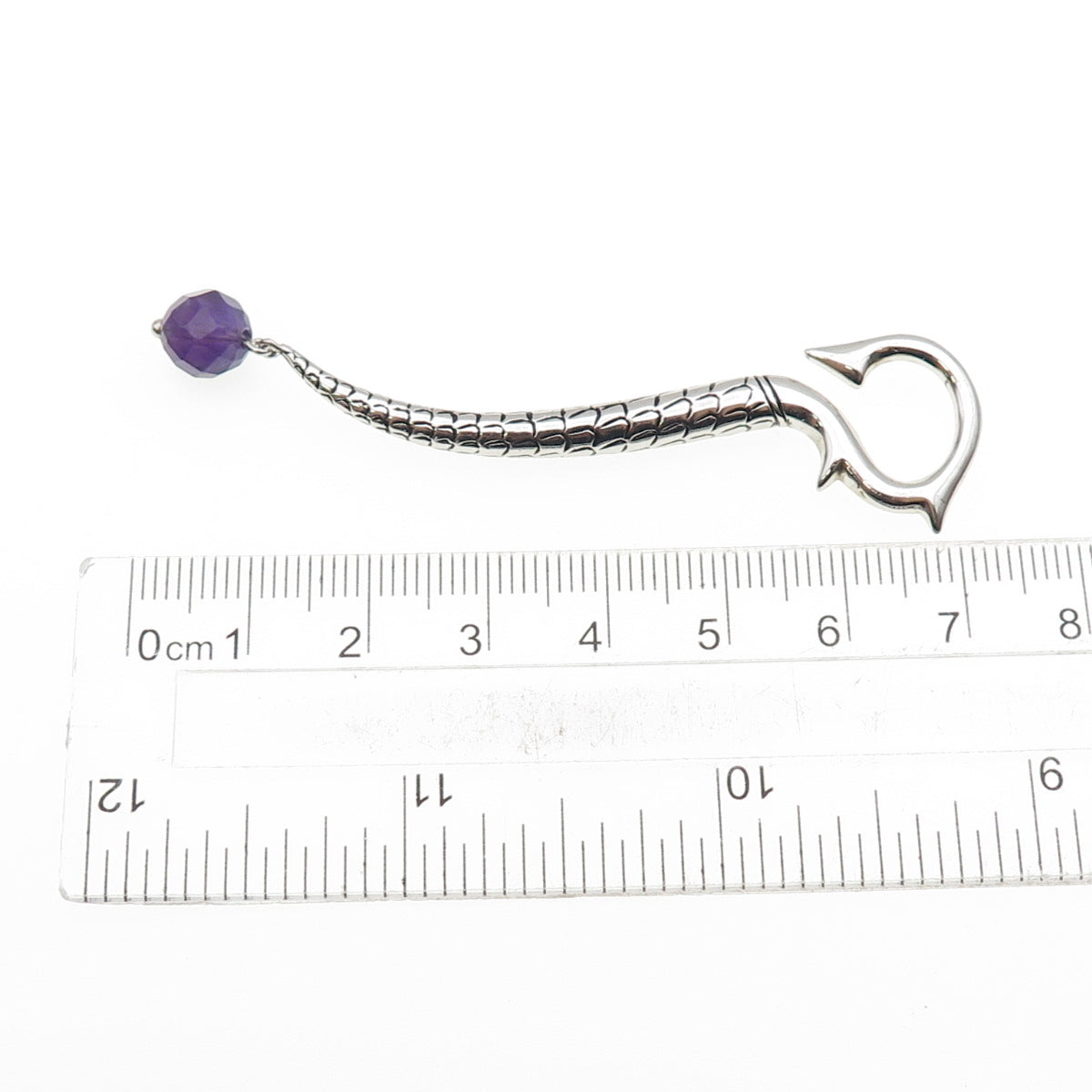 GUESS 925 Sterling Silver Real Amethyst Dragon Hook SINGLE Earring