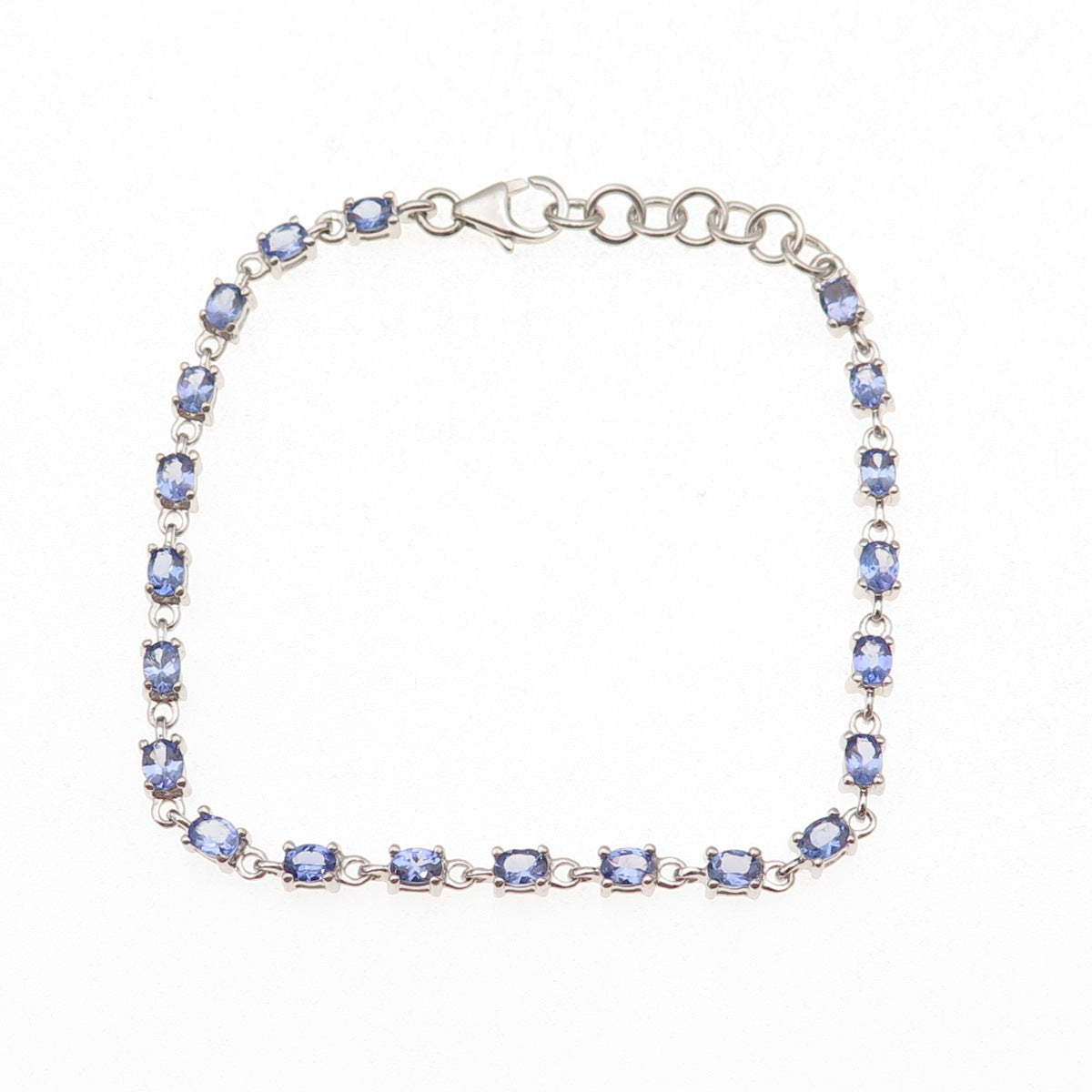 925 Sterling Silver Real Oval-Cut Tanzanite Bracelet 7-8"