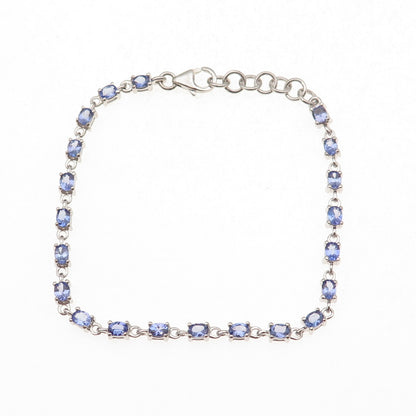925 Sterling Silver Real Oval-Cut Tanzanite Bracelet 7-8"