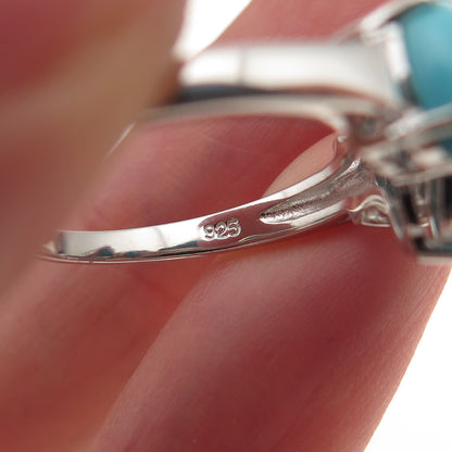 925 Sterling Silver Real Sleeping Beauty Turquoise Ring Size 8