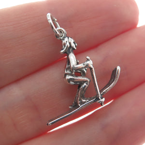 MAISELS INDIAN TRADING 925 Sterling Silver Vintage Skier Oxidized Charm Pendant