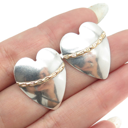 HANIBAL 925 Sterling Silver Gold Filled Vintage Heart Earrings