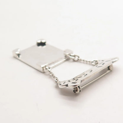 925 Sterling Silver Vintage ANN Dog's Bone Picture Frame Pin Brooch