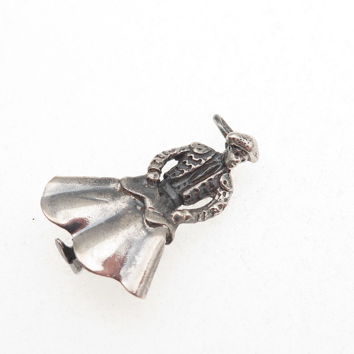925 Sterling Silver Vintage Matador Bullfighter Oxidized Charm Pendant