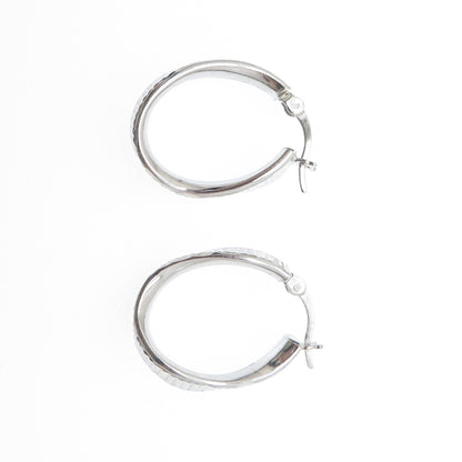 925 Sterling Silver Diamond-Cut Wavy Hoop Earrings