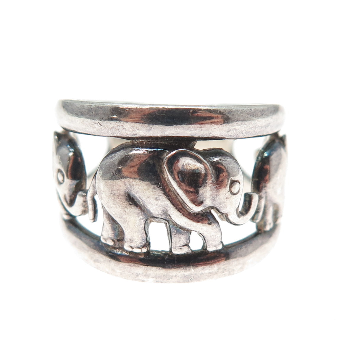 925 Sterling Silver Vintage Elephant Oxidized Ring Size 6.25