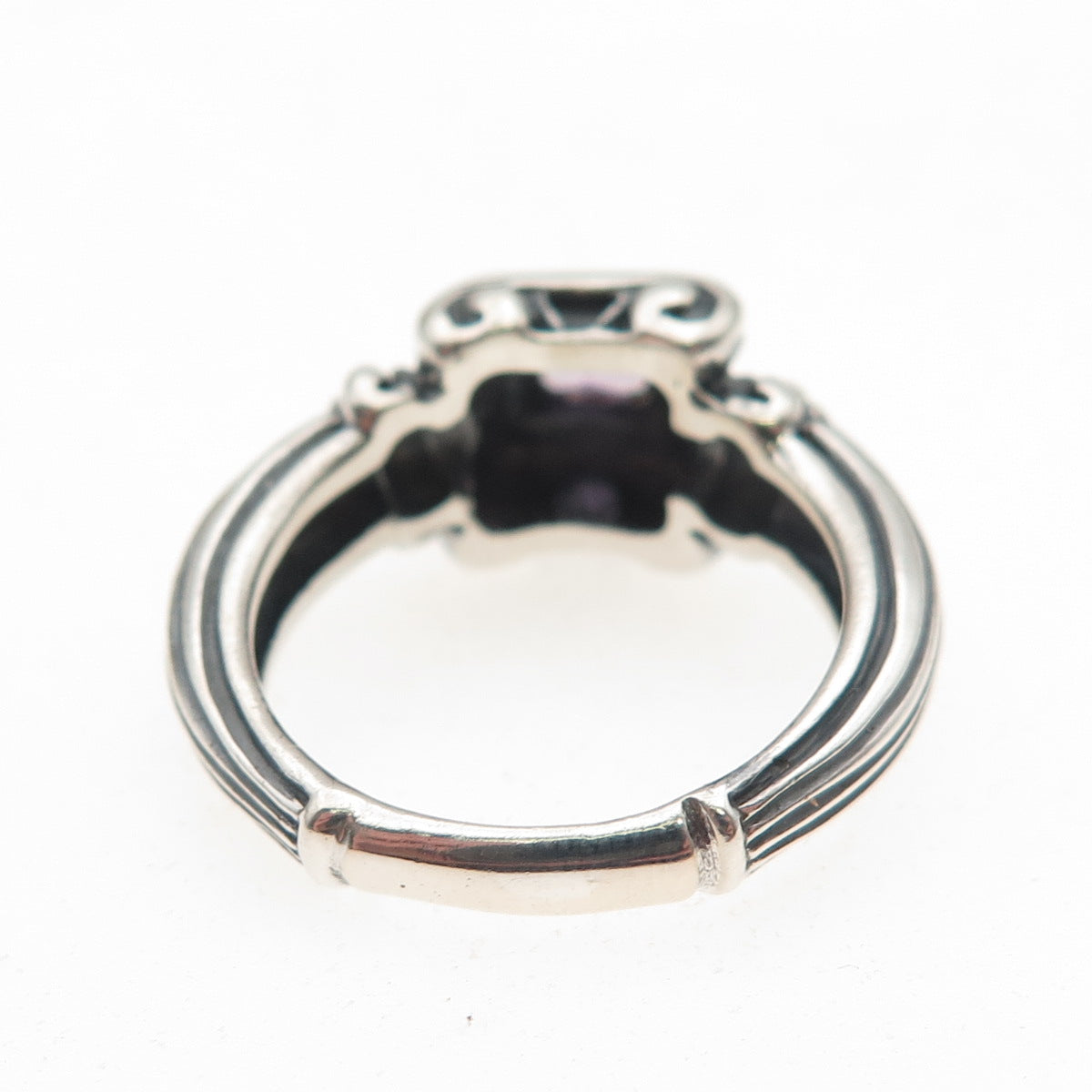Esti Frederica 925 Sterling Silver Vintage Real Amethyst Oxidized Ring Size 7