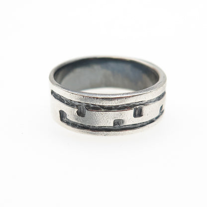 925 Sterling Silver Vintage Zig Zag Oxidized Band Ring Size 8
