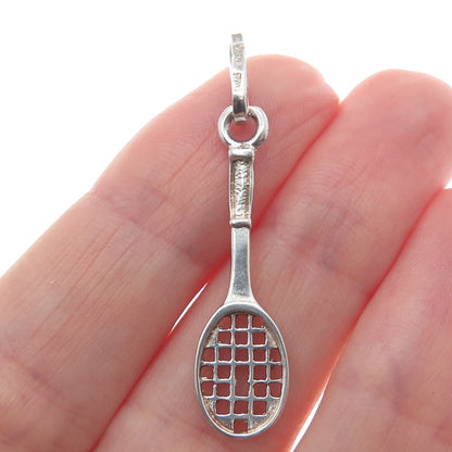 925 Sterling Silver Vintage Italy Tennis Racquet Pendant