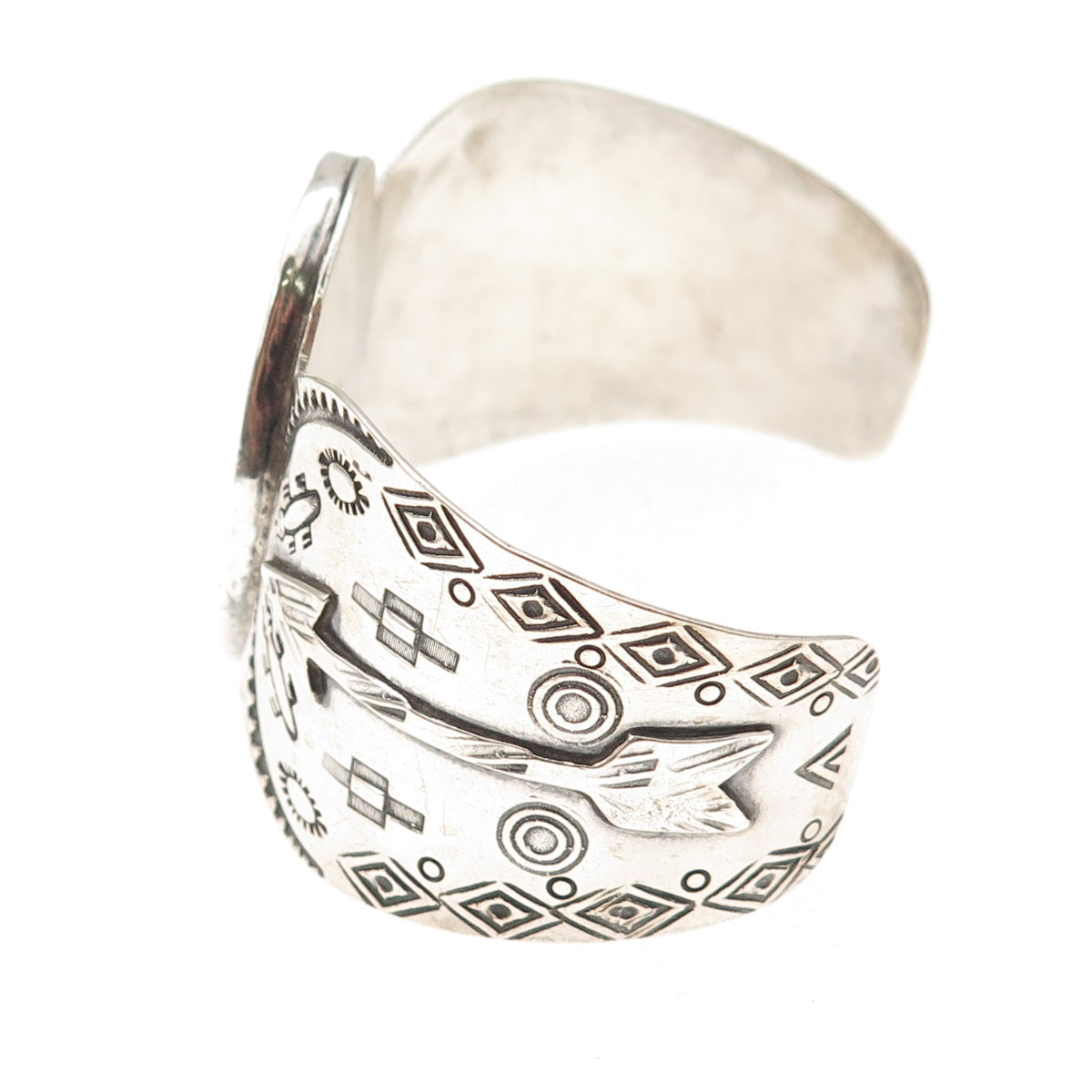 Old Pawn Sterling Silver Vintage Arrow Adjustable Bracelet 7.75" (missing stone)