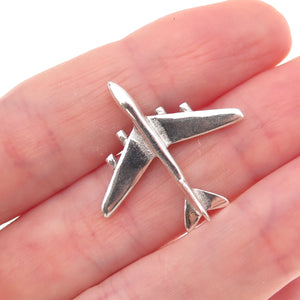 925 Sterling Silver Vintage Airplane Tie Tack / Lapel Pin
