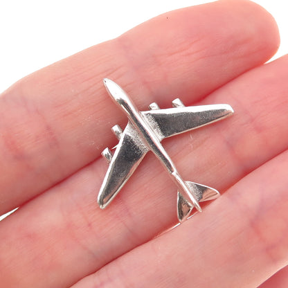 925 Sterling Silver Vintage Airplane Tie Tack / Lapel Pin