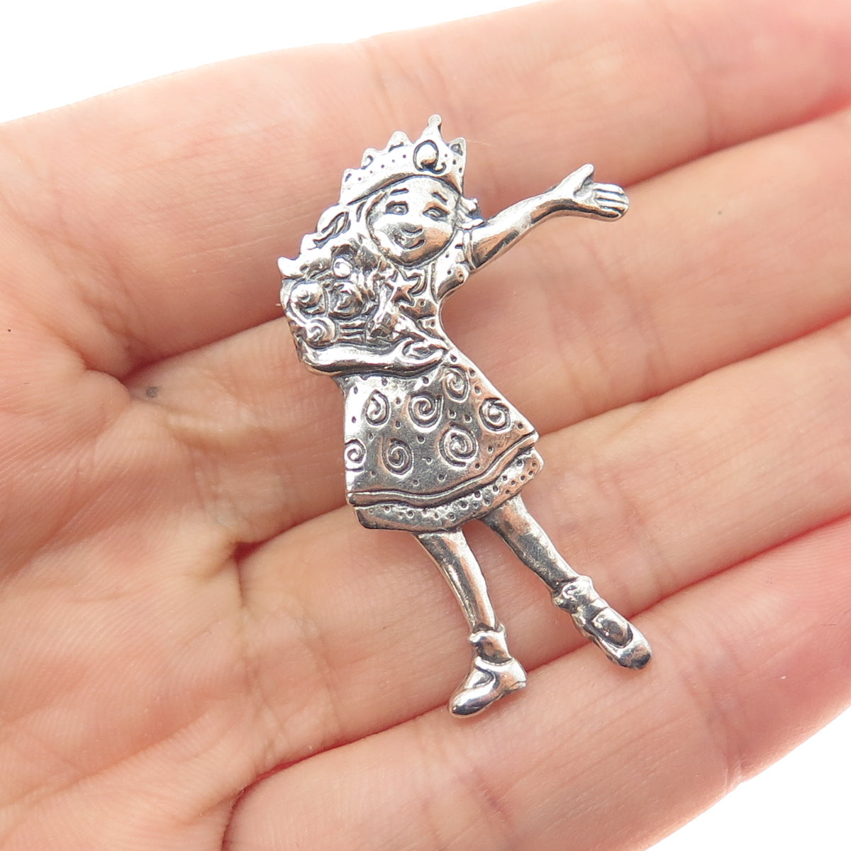 MARY ENGELBREIT 925 Sterling Silver Vintage Princess Modernist Pin Brooch