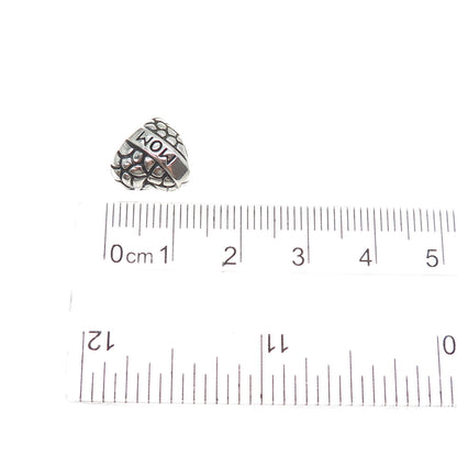 925 Sterling Silver Mom Heart Oxidized Slide Bead Charm