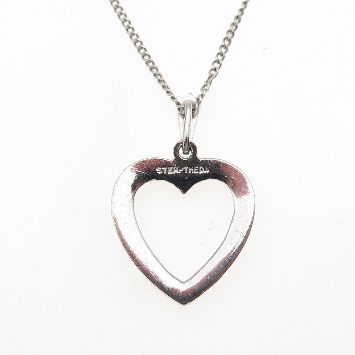 Theda 925 Sterling Antique Art Deco Real Marcasite Heart Curb Chain Necklace 24"