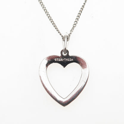Theda 925 Sterling Antique Art Deco Real Marcasite Heart Curb Chain Necklace 24"