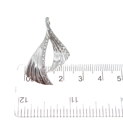 925 Sterling Silver Round-Cut C Z Modernist Petal Slide Charm Pendant