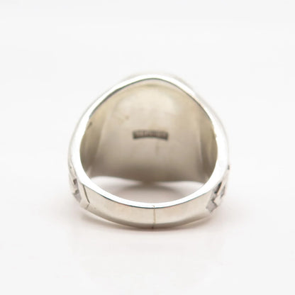 925 Sterling Silver Vintage Blue Glass "1967 Assumption" School Ring Size 5.5