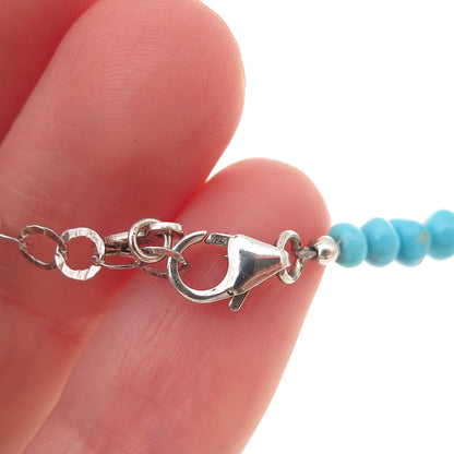 Tehya Oyama 925 Sterling Real Sleeping Beauty Turquoise Beaded Necklace 18-20"