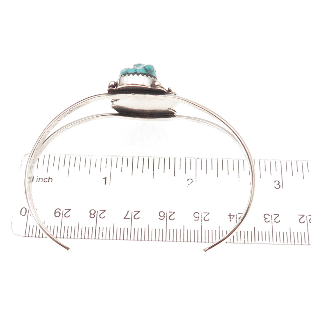 Old Pawn 925 Sterling Silver Vintage Turquoise Floral Adjustable Bracelet 6.25"