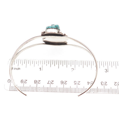 Old Pawn 925 Sterling Silver Vintage Turquoise Floral Adjustable Bracelet 6.25"