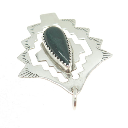 JOHN CHAVEZ NAVAJO Old Pawn 925 Sterling Silver Vintage Malachite Tribal Pendant