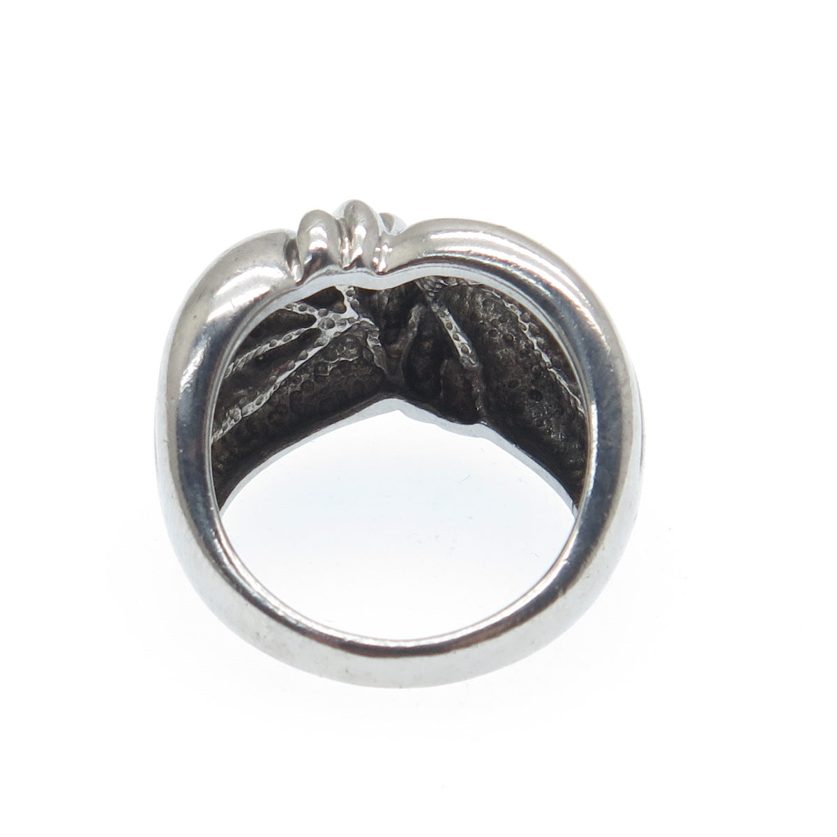 925 Sterling Silver Vintage Modernist Butterfly Oxidized Ring Size 7.25