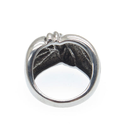 925 Sterling Silver Vintage Modernist Butterfly Oxidized Ring Size 7.25