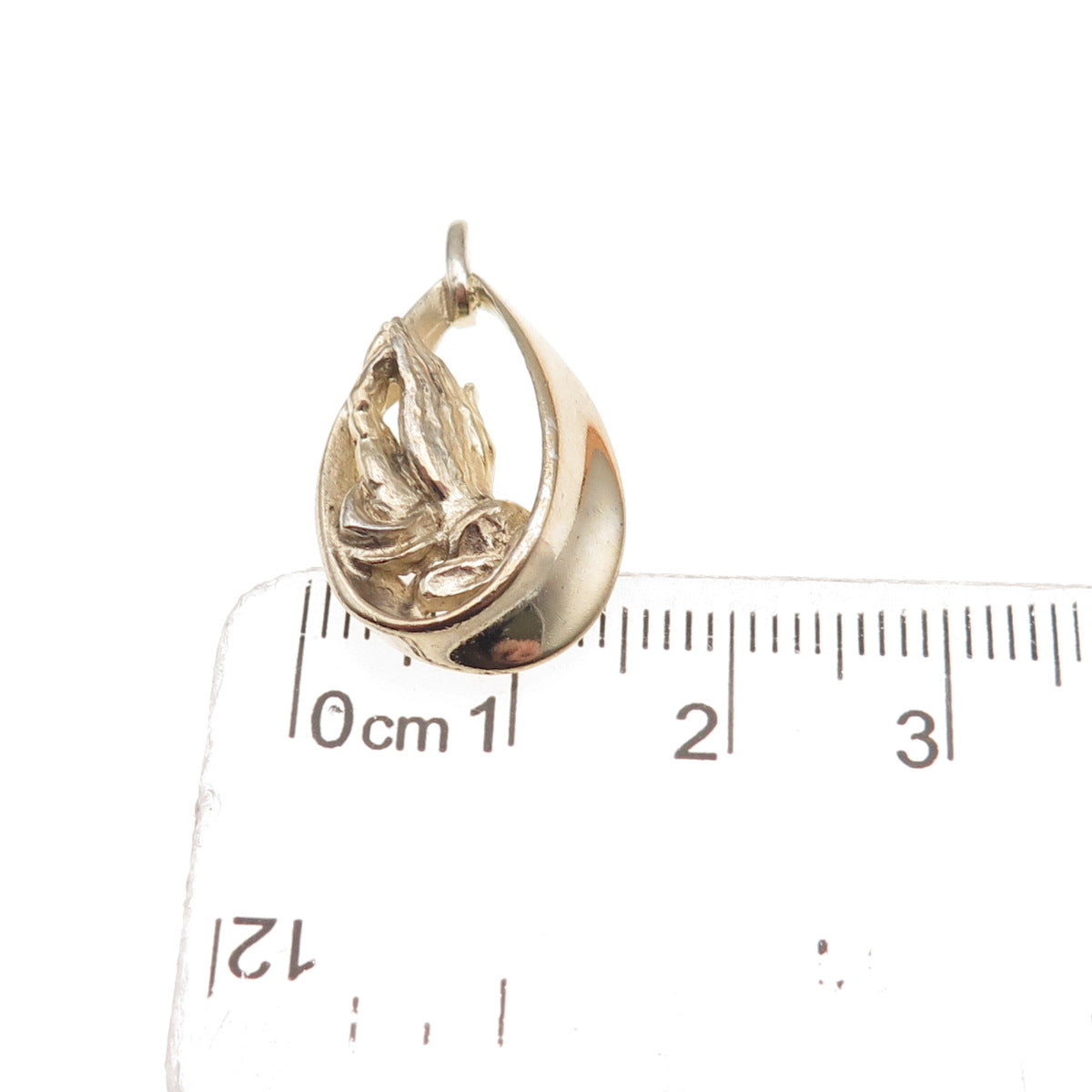 HFB Henry F. Barrows 925 Sterling Gold Plated Vintage Prayer Hands Charm Pendant