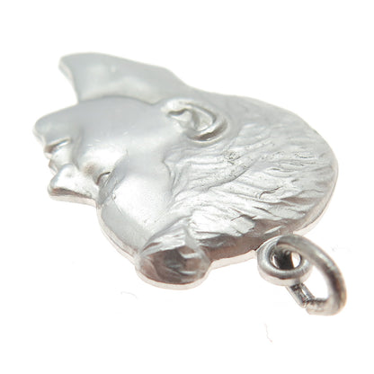 925 Sterling Silver Vintage Boy Face Profile Charm Pendant