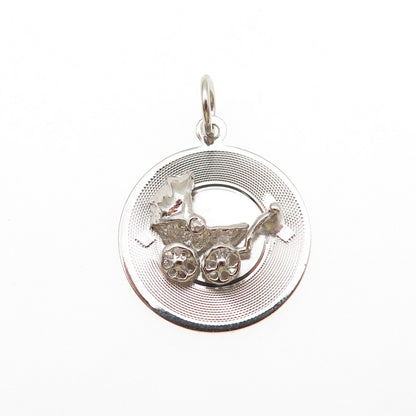 925 Sterling Silver Vintage Baby Stroller Charm Pendant