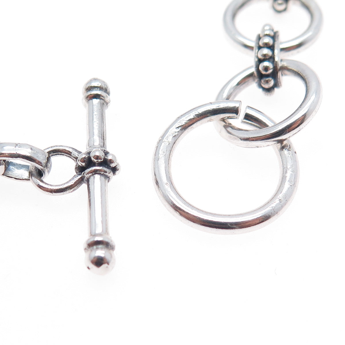 SAMUEL BENHAM Sterling Silver Vintage Real Amethyst & Blue Topaz Bracelet 7.25"