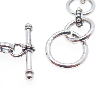 SAMUEL BENHAM Sterling Silver Vintage Real Amethyst & Blue Topaz Bracelet 7.25"