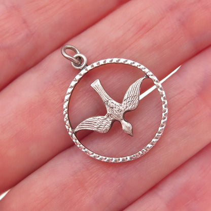 Chapel 925 Sterling Silver Vintage Holy Spirit Religious Oxidized Charm Pendant