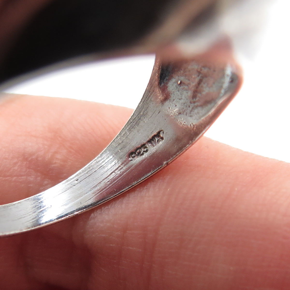 925 Sterling Silver Vintage Peace Symbol Oxidized Ring Size 9.5