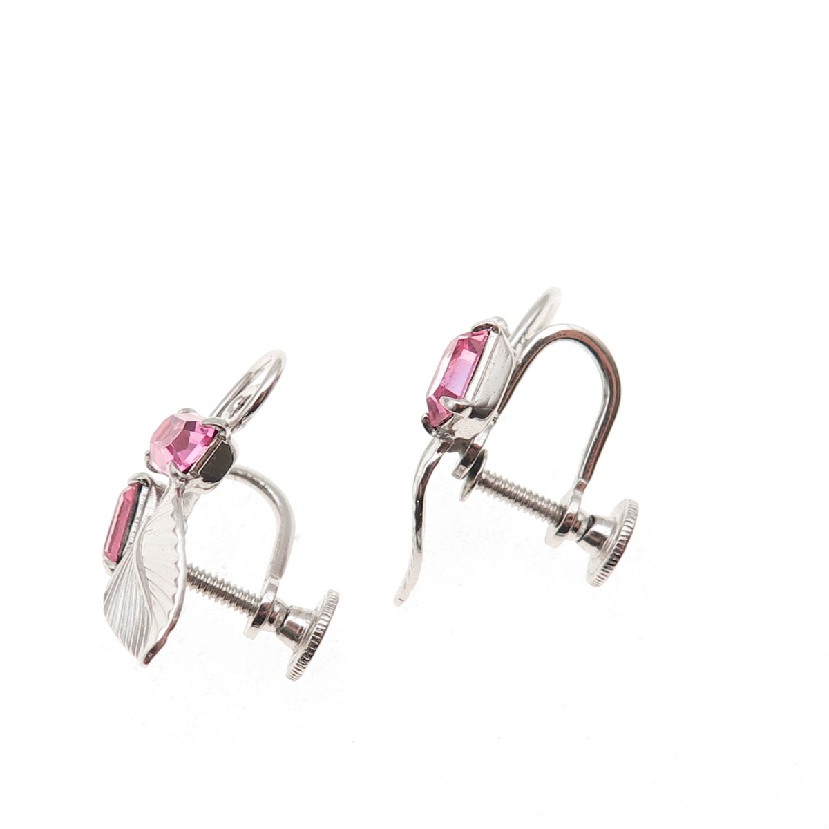 Loran Sim Co. Sterling Silver Antique Art Deco Rhinestone Screw Back Earrings