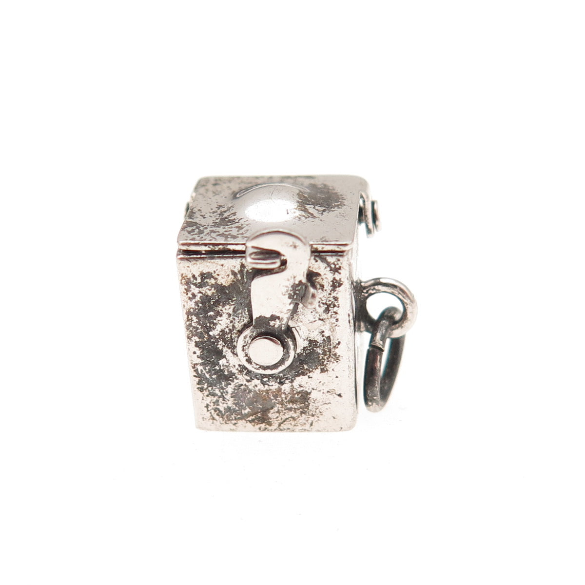 925 Sterling Silver Antique Art Deco Enamel Jack in the Box Open Charm Pendant
