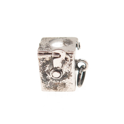 925 Sterling Silver Antique Art Deco Enamel Jack in the Box Open Charm Pendant