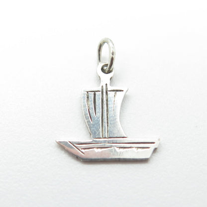 925 Sterling Silver Vintage Sail Boat 3D Charm Pendant