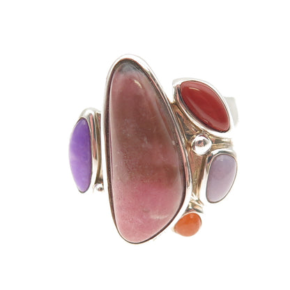 Whitney Kelly Sterling Silver Vintage Real Multi-Gem Modernist Ring Size 9.25