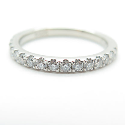 925 Sterling Silver Real Round-Cut 0.4ct Moissanite Half Eternity Ring Size 6