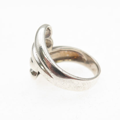 925 Sterling Silver Vintage Modernist Bypass Oxidized Ring Size 5.75