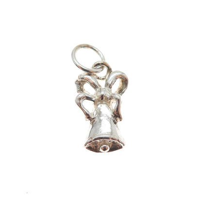 WALDECK 925 Sterling Silver Vintage Bow Bell Minimalist Charm Pendant