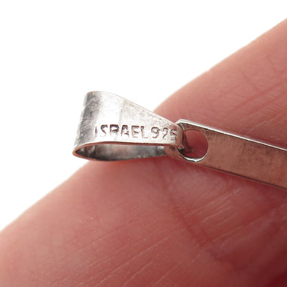 925 Sterling Silver Vintage Israel Real Eilat Modernist Oxidized Pendant
