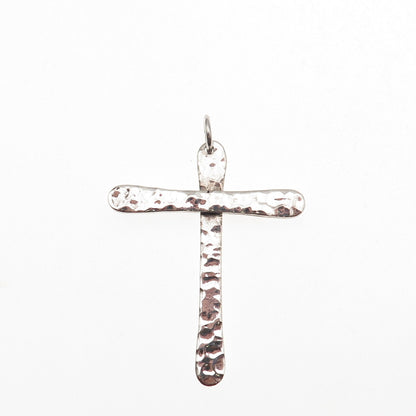 925 Sterling Silver Vintage HOB Mexico Cross Hammered Charm Pendant