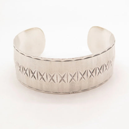 925 Sterling Silver Vintage Gorham Satin Finish Carved Adjustable Bracelet 7.25"